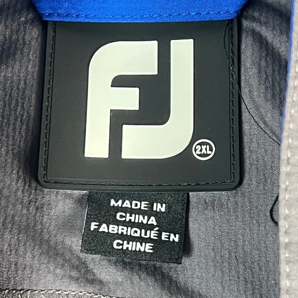 FootJoy Mens 2XL Sport Windshirt Charcoal Grey Blue 1/4 Zip Golf Windbreaker